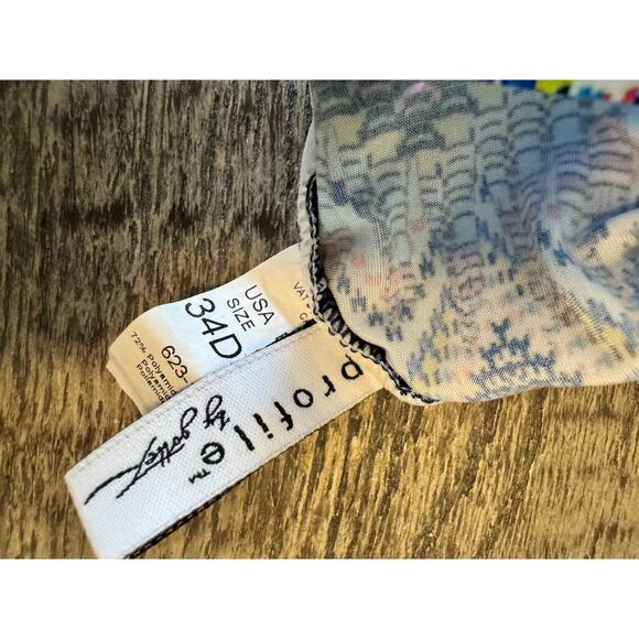 Gottex Skyline Chevron Tankini Top Sz 34D Colorful Boho Zigzag Swimwear V-Neck - Picture 5 of 5